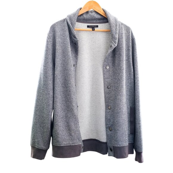 Banana Republic Men’s Large Gray Snap Front Cardigan Jacket Sweater - Picture 7 of 11